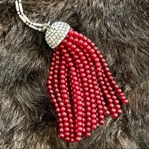 NWT Baublebar Silver & Burgundy Tassel Pendant